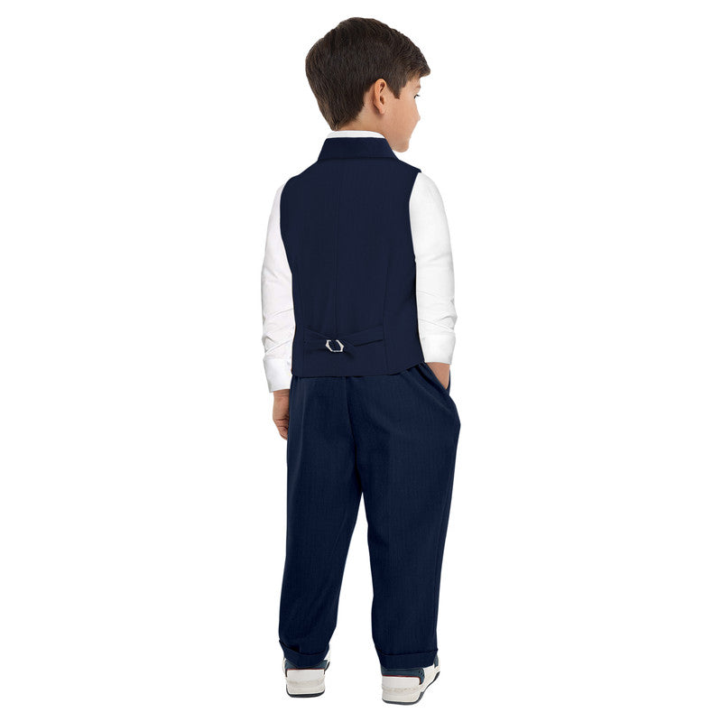 Navy Waistcoat And Pant Set With Shirt And Bow Tie