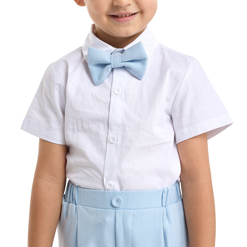 Lt Blue Waistcoat And Pant Set With Shirt And Bow Tie