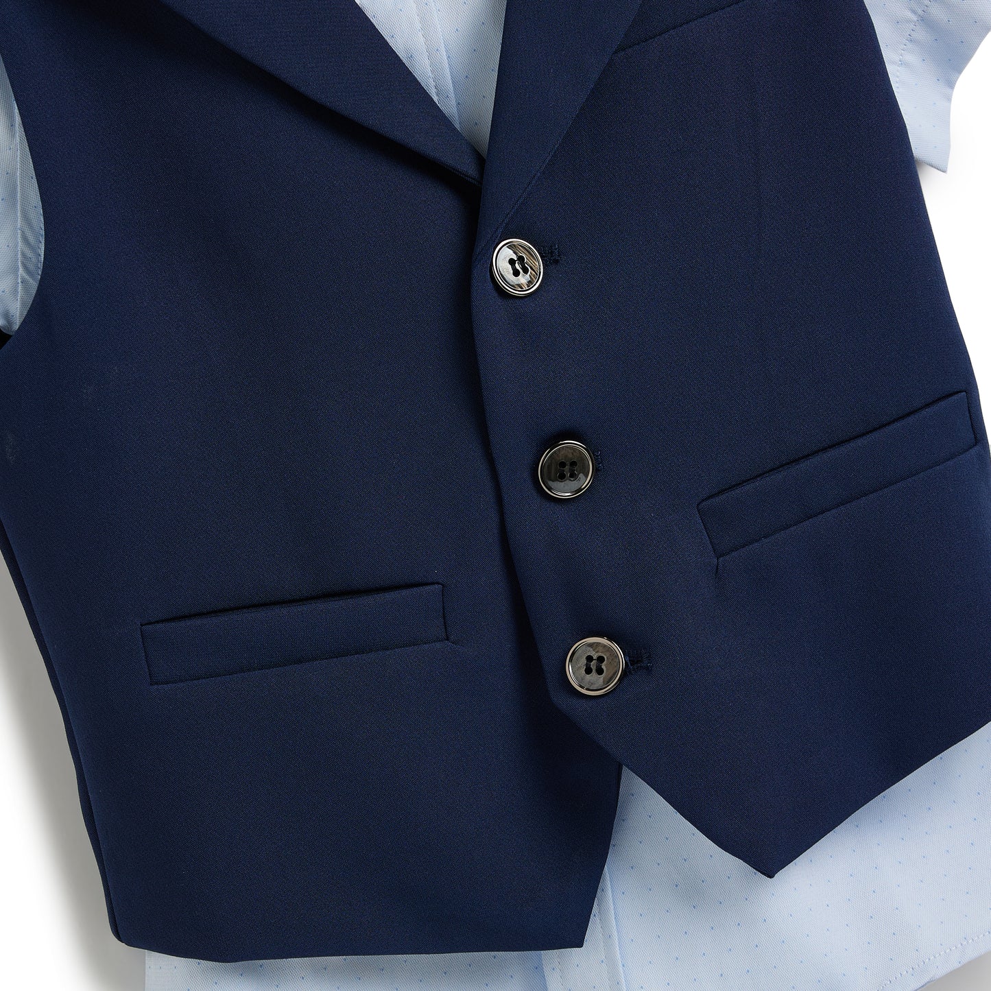 Blue Waistcoat And Short Set With Shirt And Bow Tie