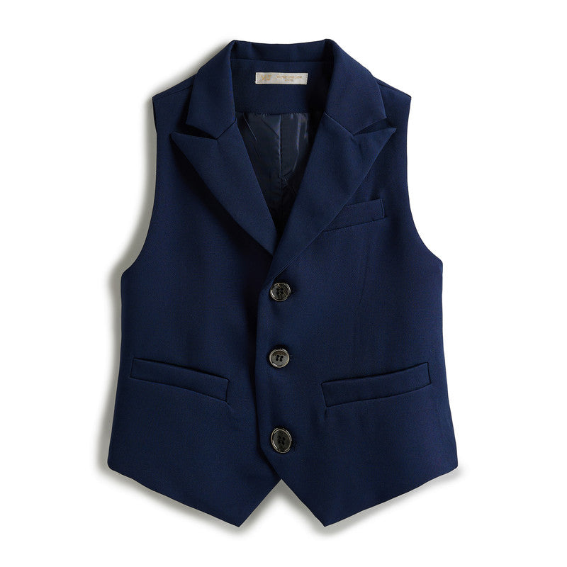 Blue Waistcoat And Short Set With Shirt And Bow Tie