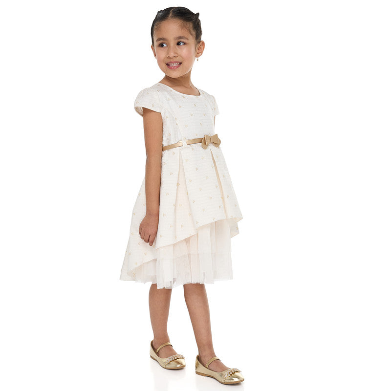Chic Jacquard Champagne Party Dress With Mesh & Decoration