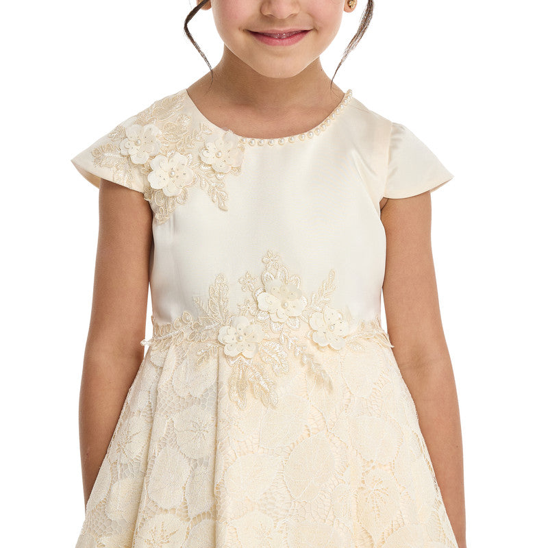 Chic Pink Satin & Lace Party Dress With Mesh & Decoration
