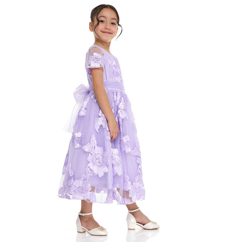 Lilac 3D Flower Mesh Occasion Dress