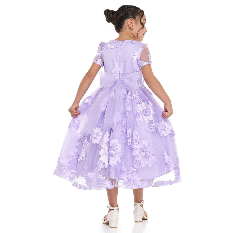 Lilac 3D Flower Mesh Occasion Dress