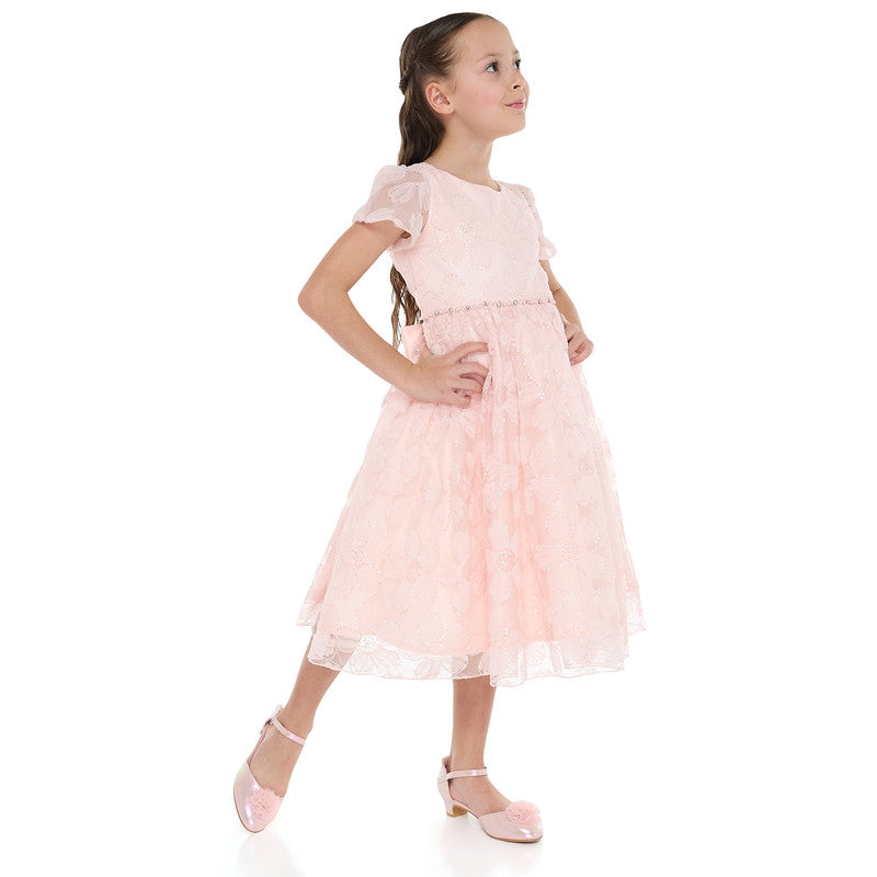 Girls Pink Flower Sequin Dress
