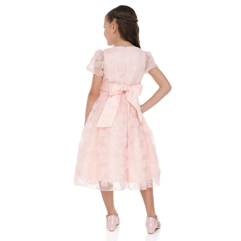Girls Pink Flower Sequin Dress
