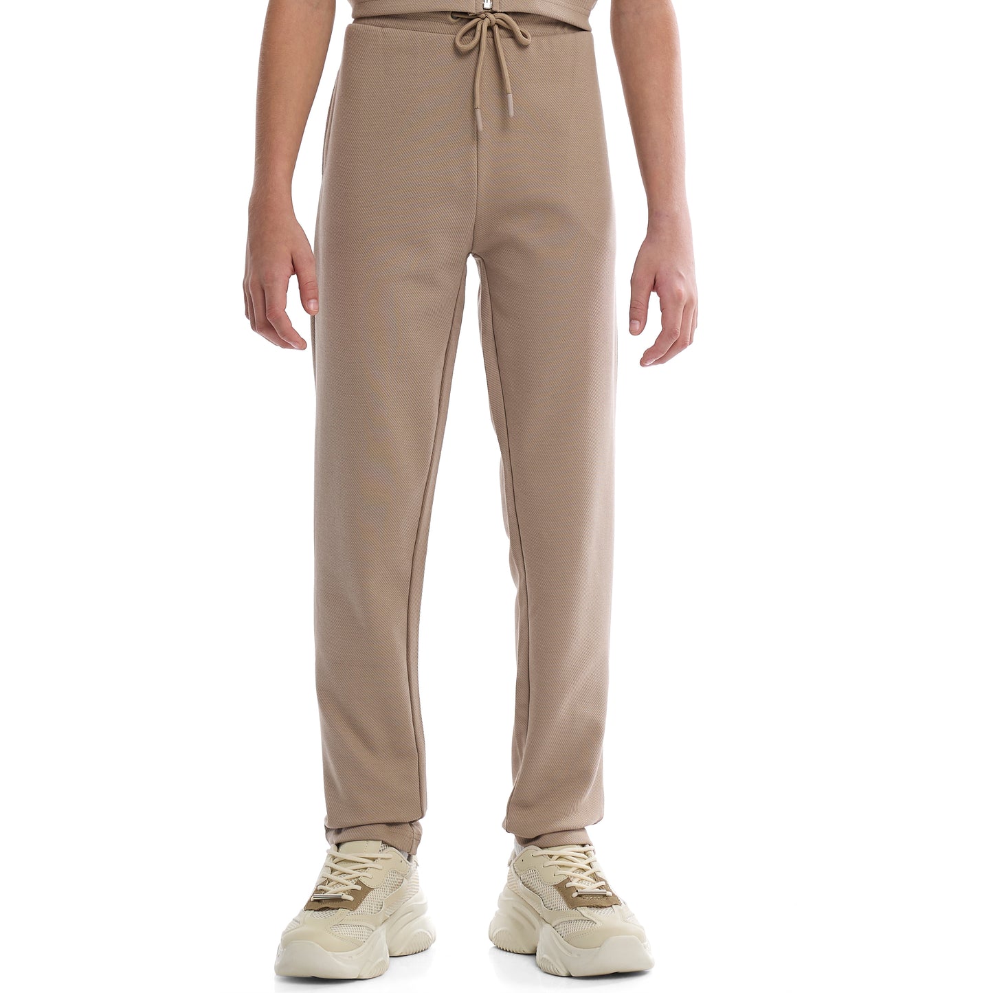 Boys Beige Twill Shirt-Style Co-Ord Set with Front Pockets & Zip Closure – Smart Casual Outfit