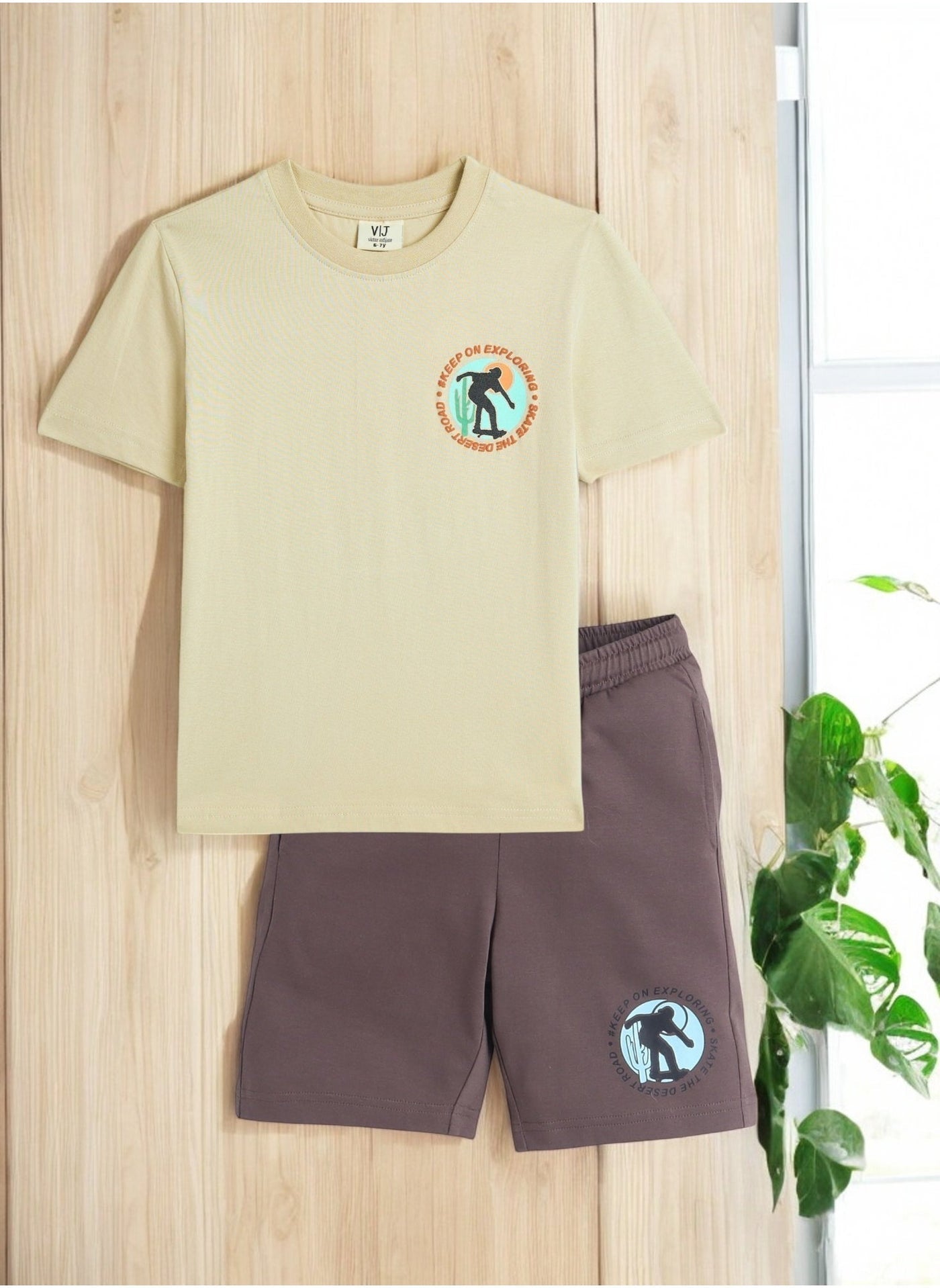 Victor and Jane JR Boys' 2PC Set – "Ride the Streets!" Skateboard, 100% Cotton Summer Wear, Comfertable, 2-3YRS