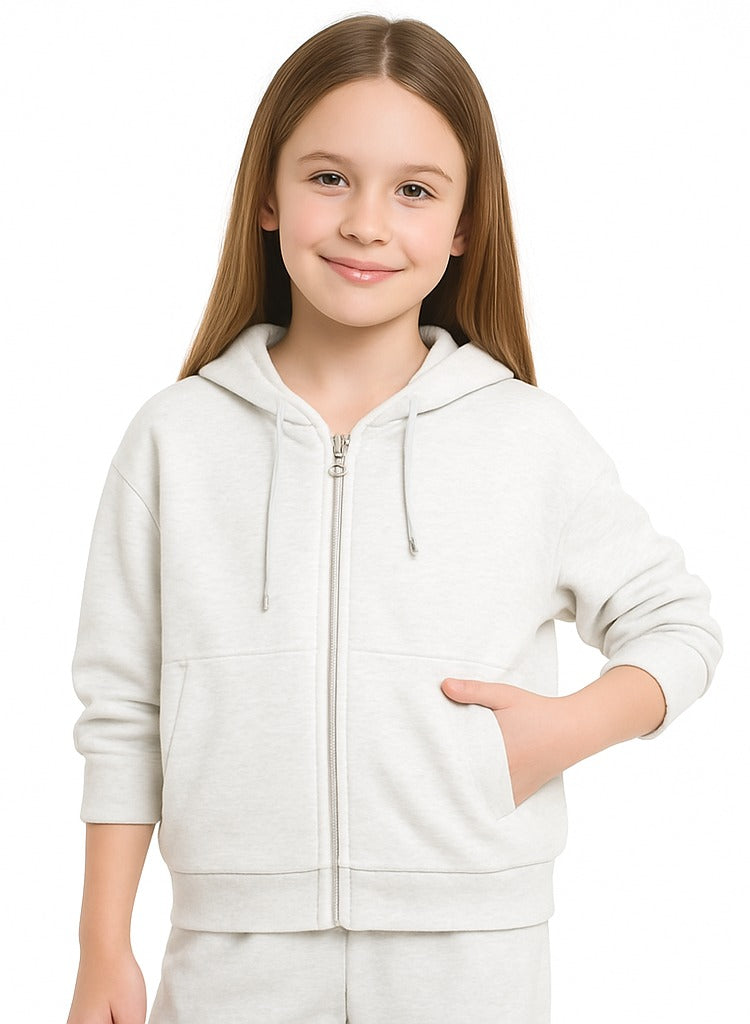 Girls - 2 Piece Set- Zip-Front Hoodie & Wide-Leg Trousers Set