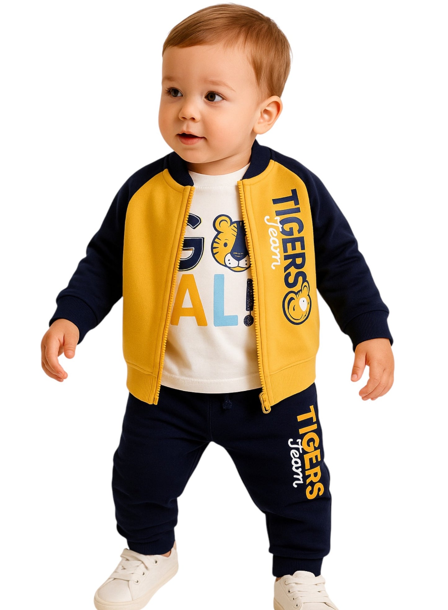 Infant Boys Tigers Team 3-Piece CVC Fleece Set – Navy & Mustard