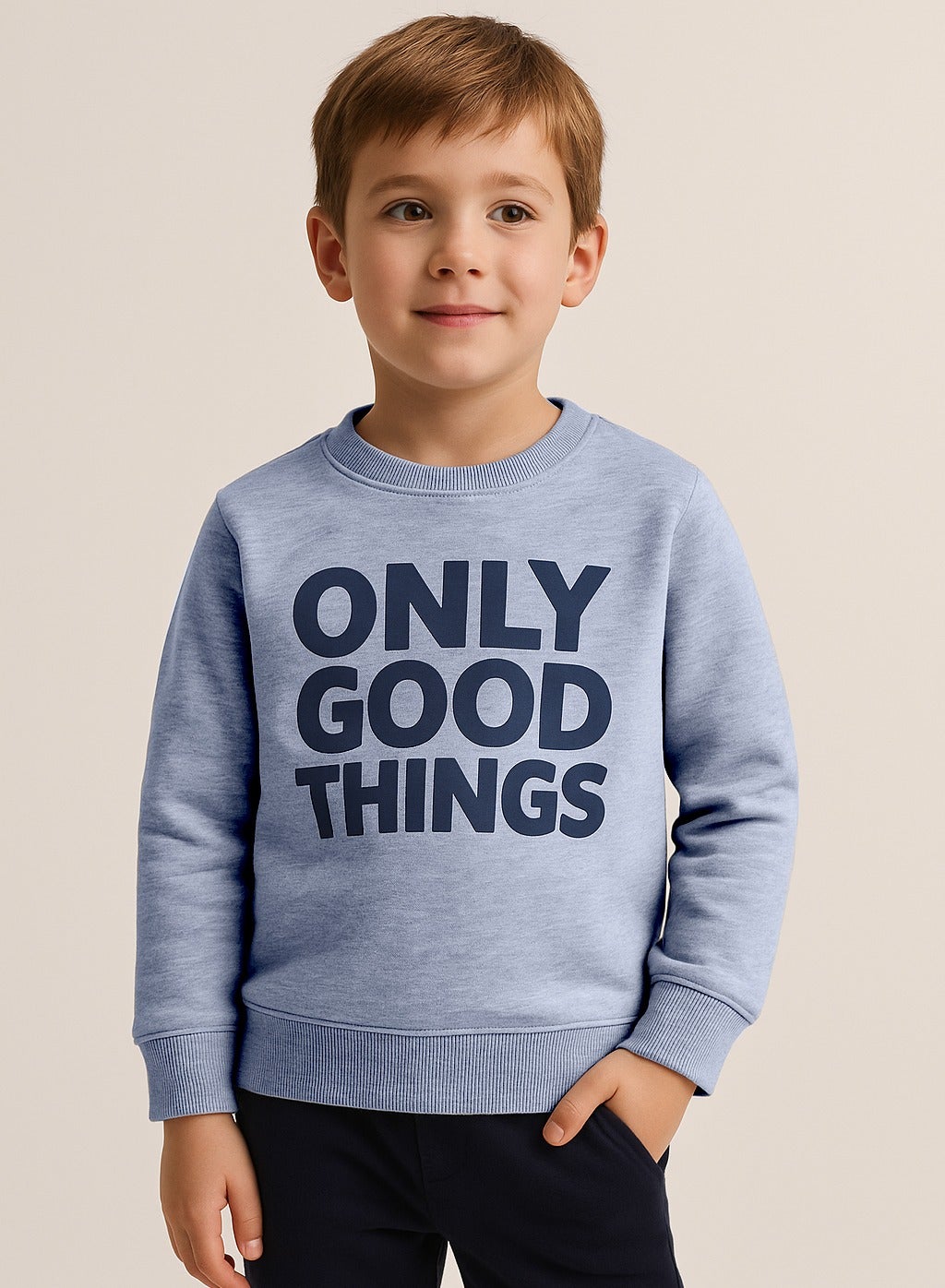 Boys' Light Grey "Only Good Things" Graphic Sweatshirt