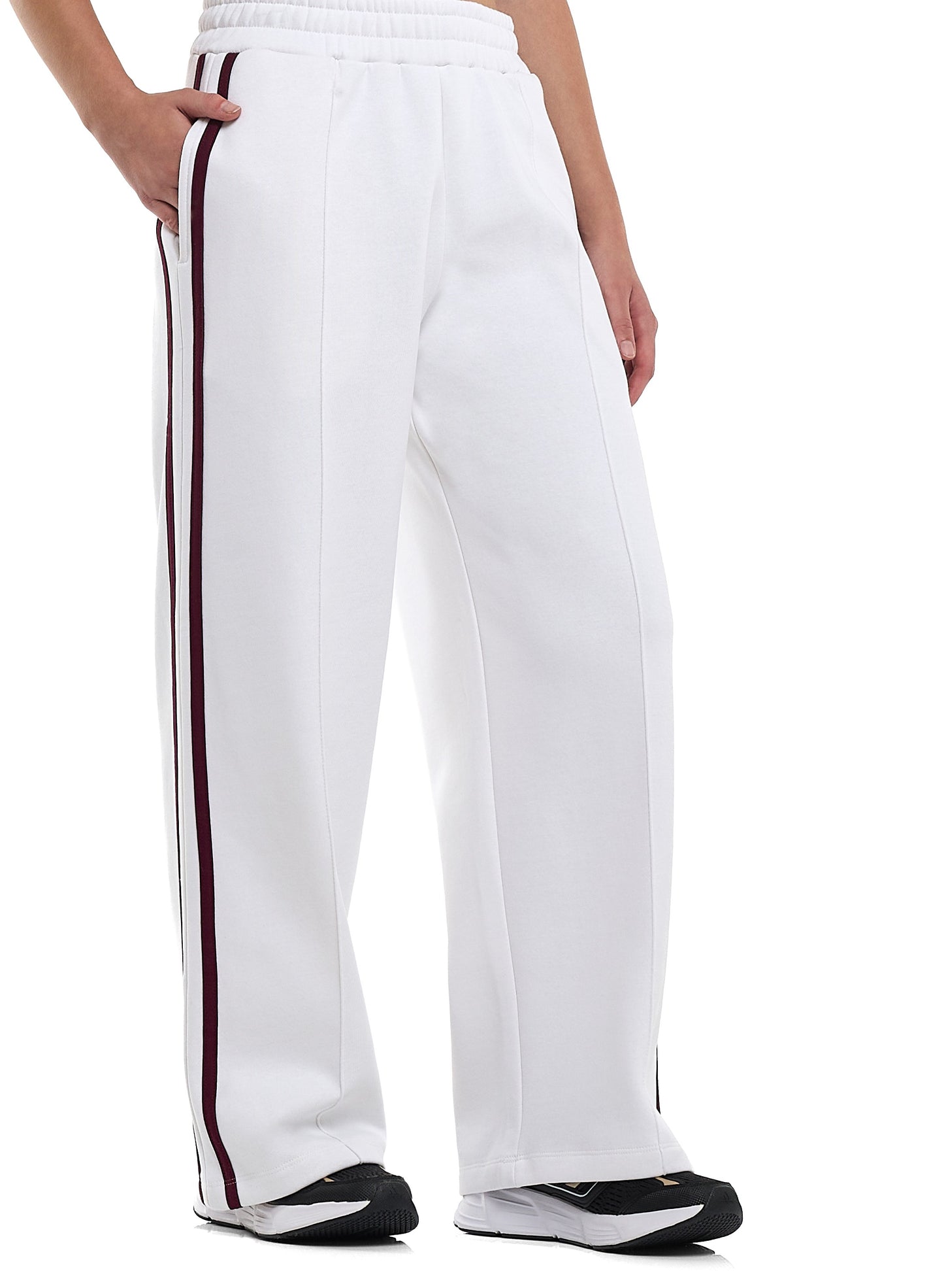 ICONIC White & Maroon Half-Zip Sweater & Wide-Leg Jogger Set