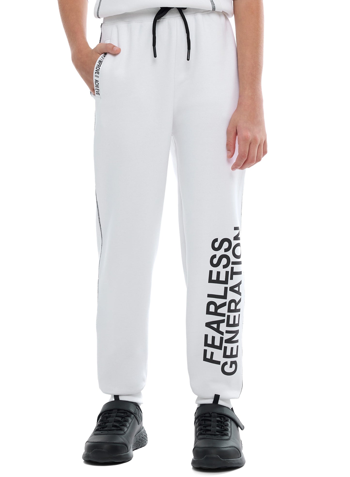 Boys Relaxed Fit Off-White Hoodie & Joggers Set |