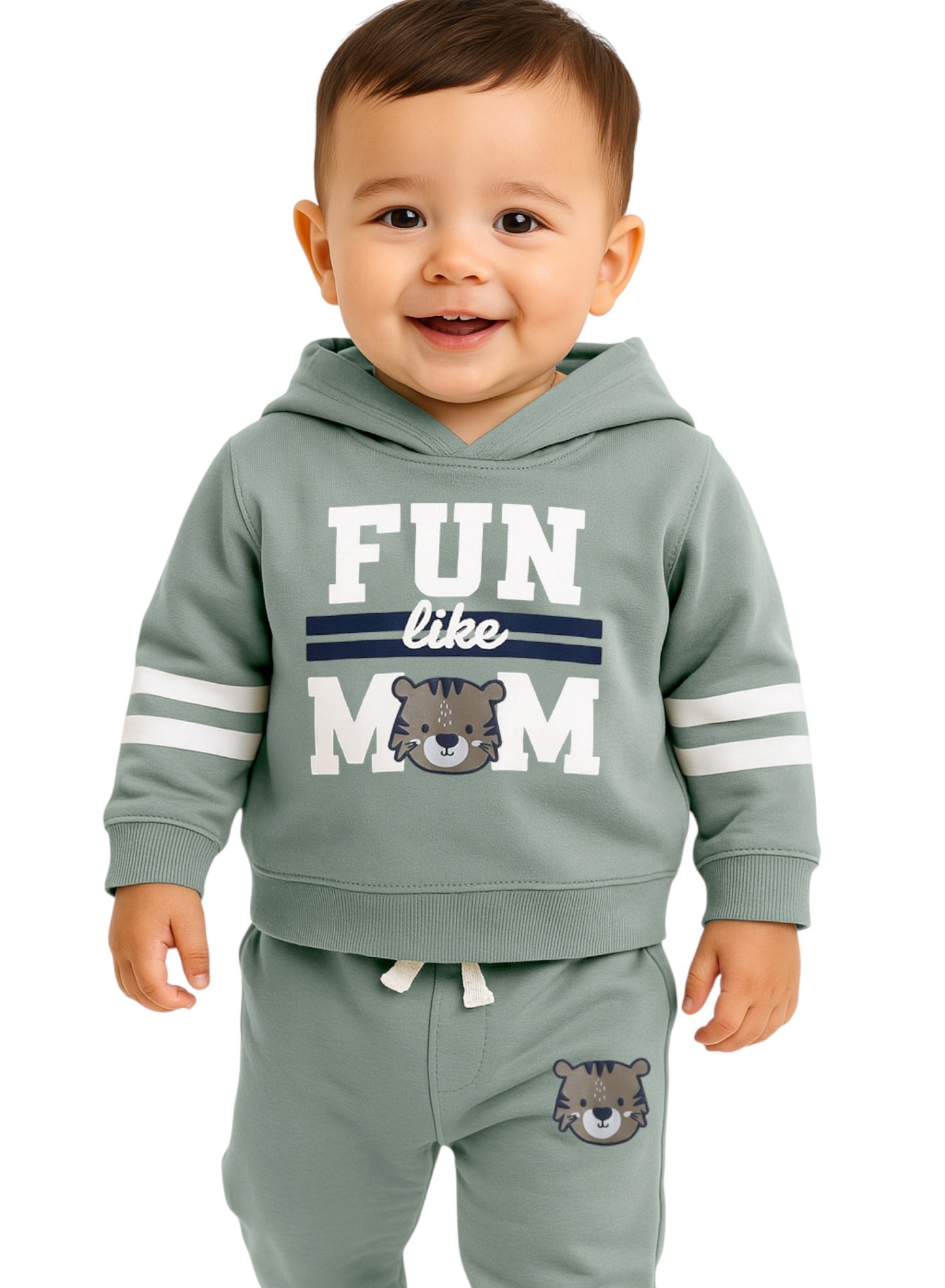 Baby Boys’ 2-Piece Set – “Fun Like Mom” Hoodie & Joggers Set