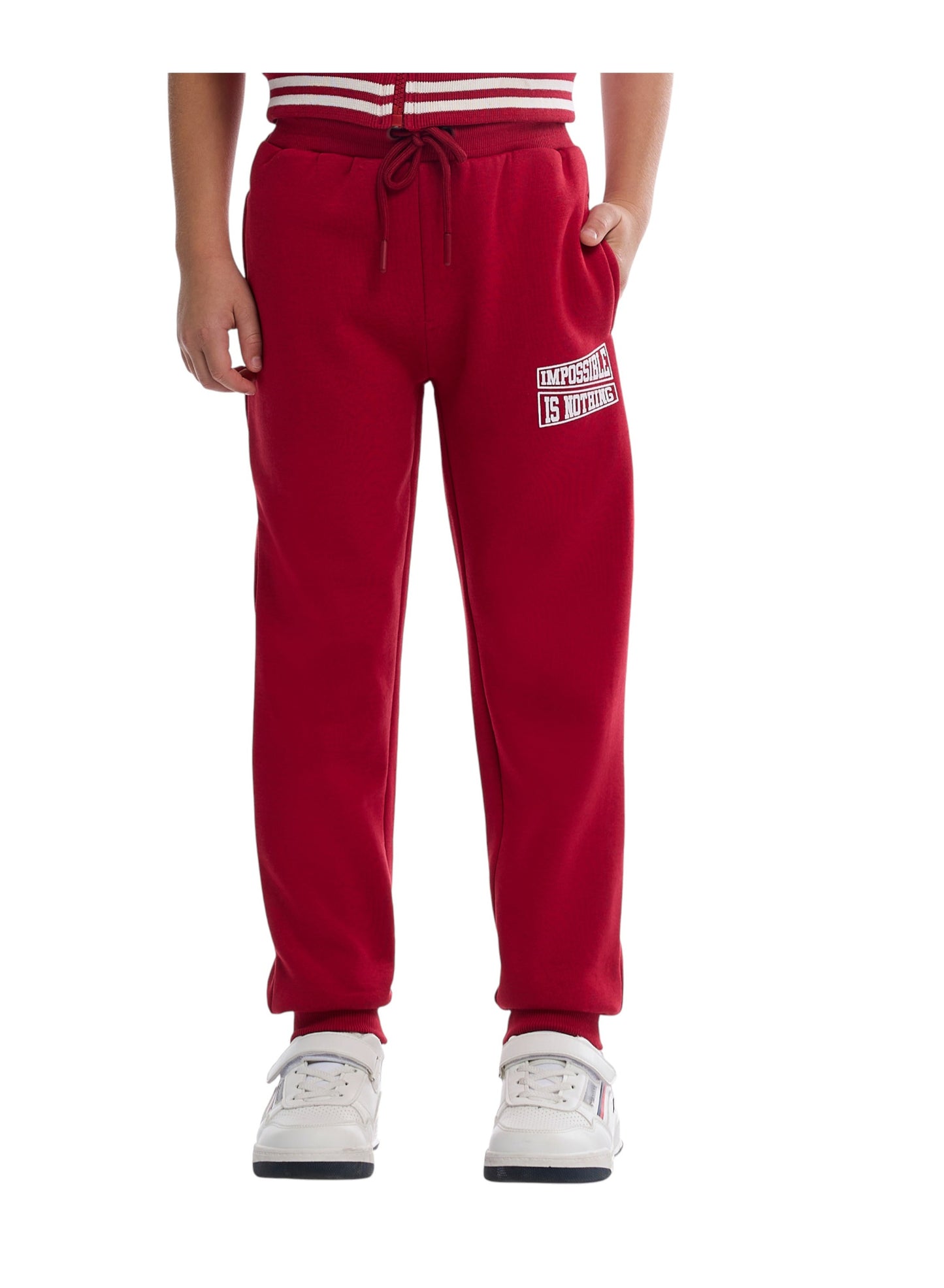 Boys' Trendy Red & White Sports Tracksuit – Break the Rule Print