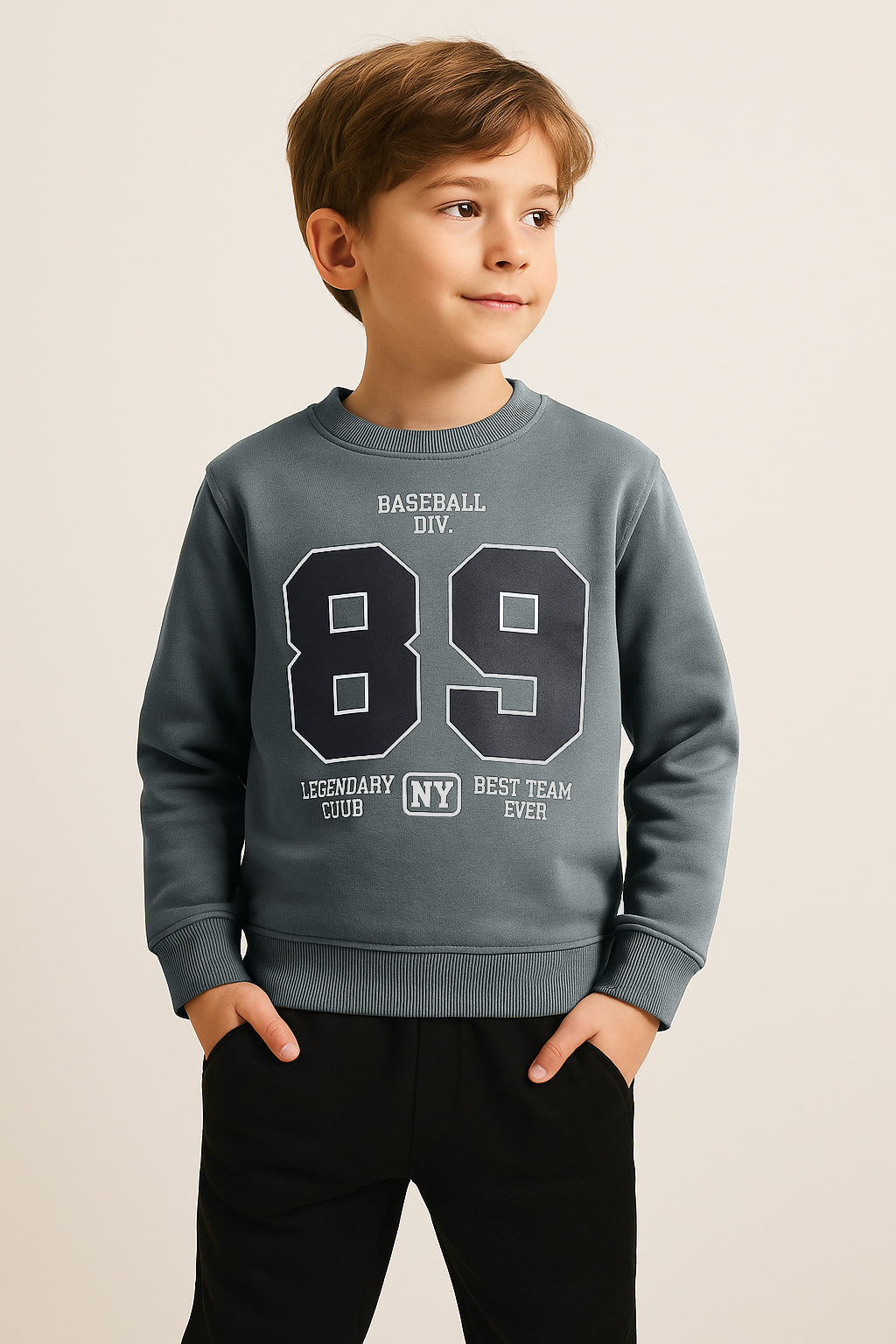 Boys’ Olive Green “89 Baseball Club” Sweatshirt