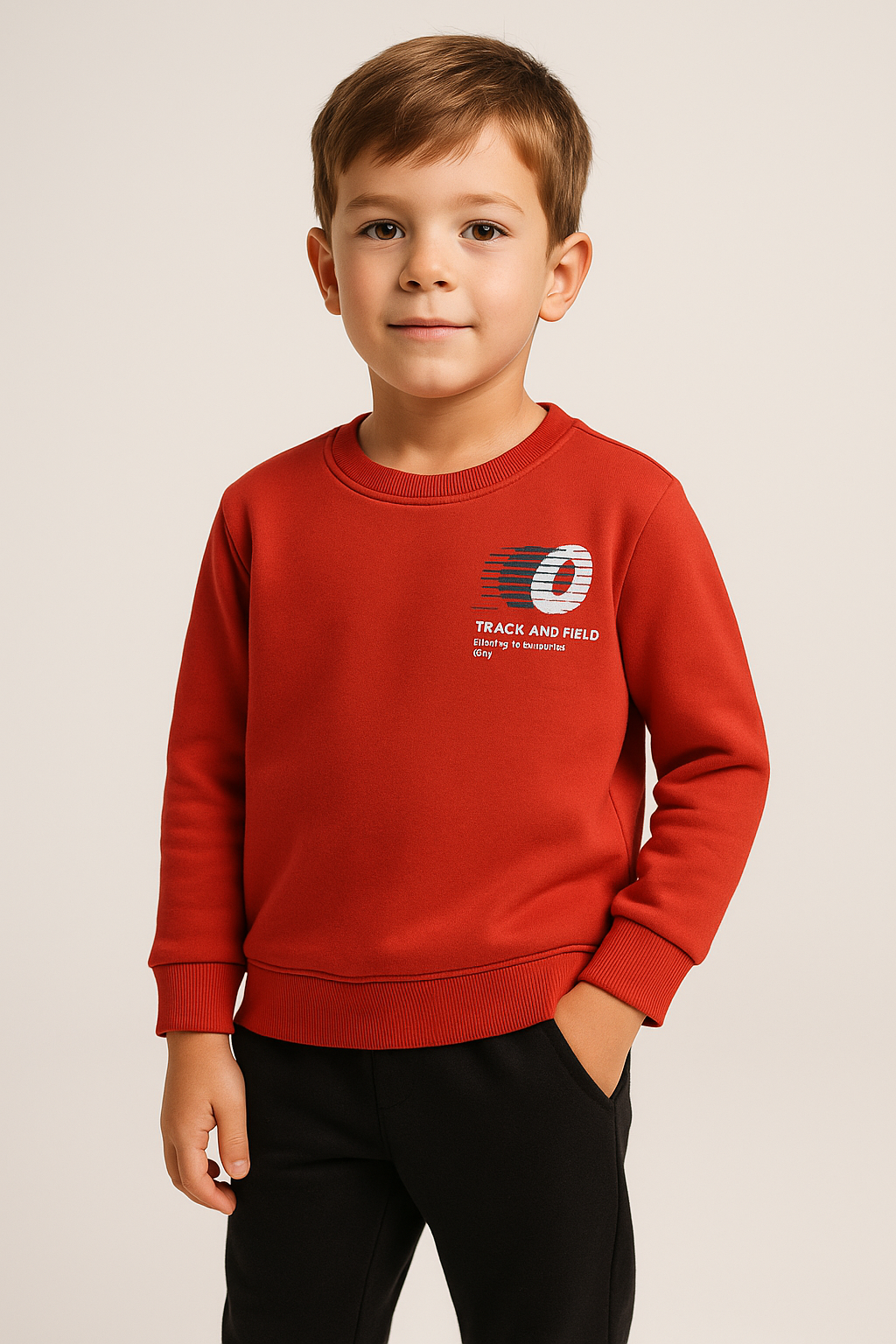 Boys' Red "Track & Field" Graphic Sweatshirt