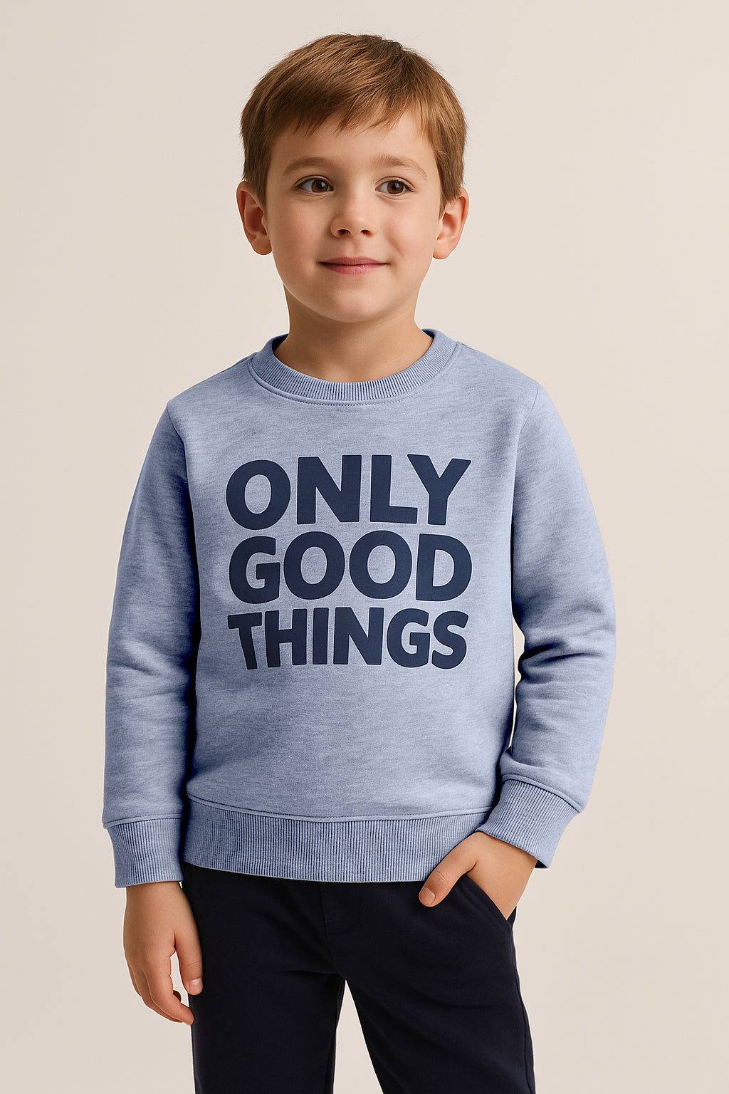 Boys' Light Grey "Only Good Things" Graphic Sweatshirt