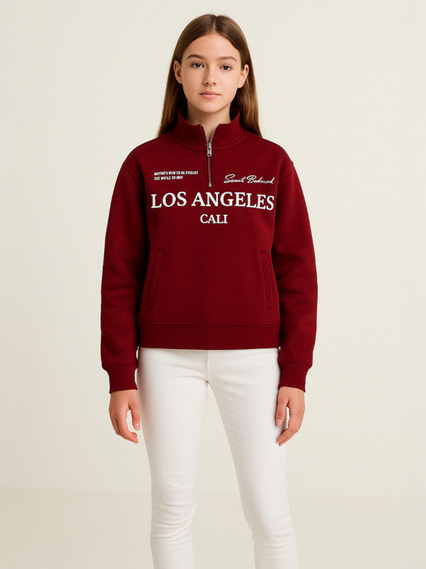 “Los Angeles Cali” Half-Zip Sweatshirt – 100% Cotton Fleece Pullover | 280 GSM