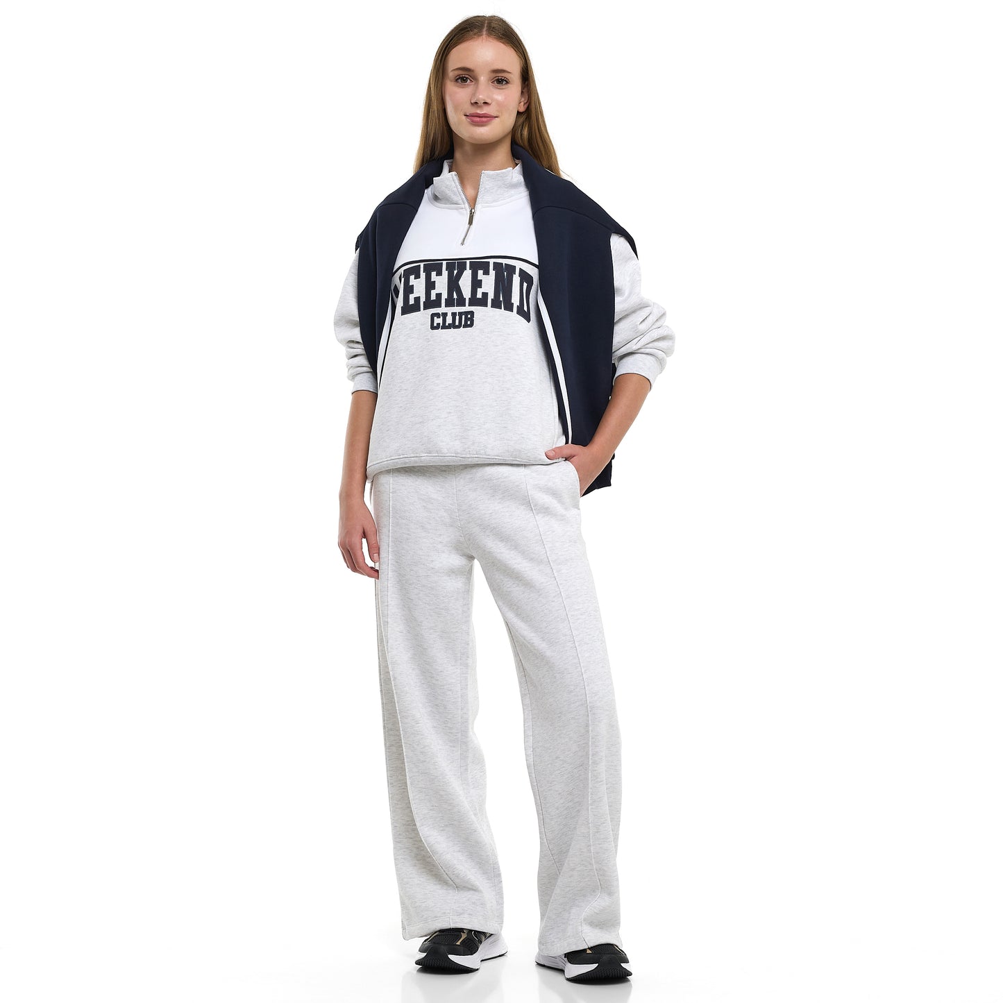 "Weekend Club" Grey Pullover & Jogger Set