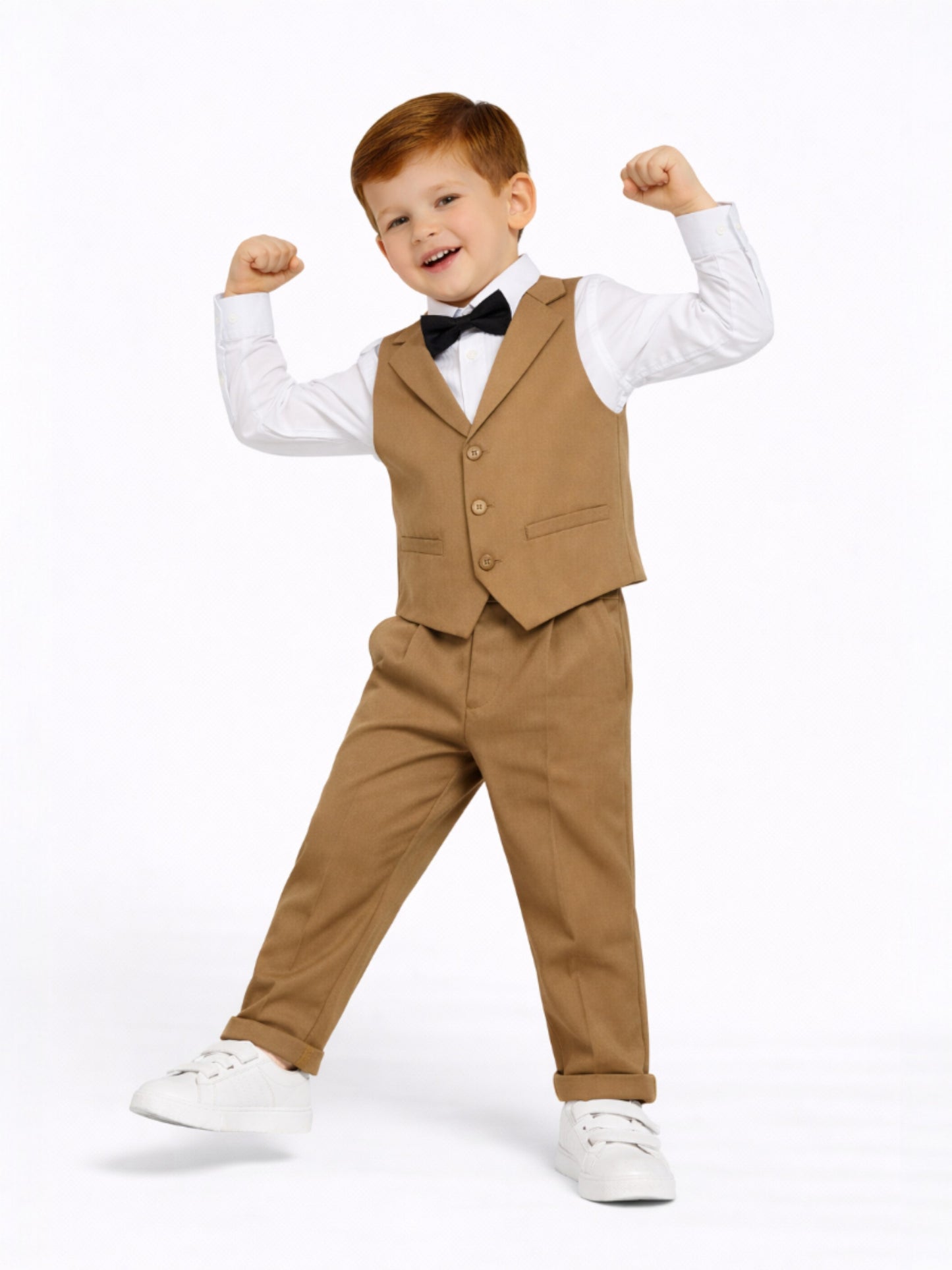 Brown Waistcoat, Shirt, Trousers & Bow Tie Set (3 Years–8 Years)
