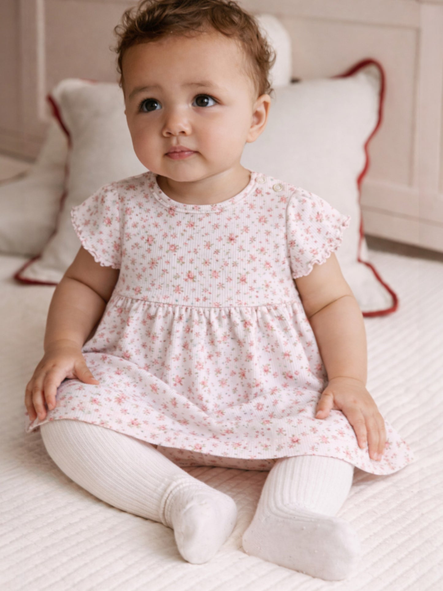 Infant Girls 2-Pack Rib Dresses (Floral & Pink Stripe)