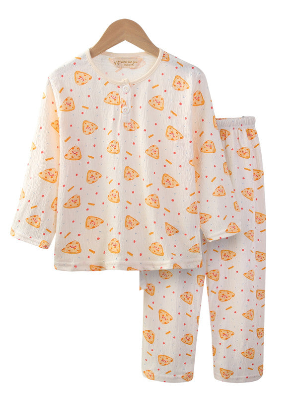 Boys 100% Cotton Muslin Pizza Print Pyjama Set