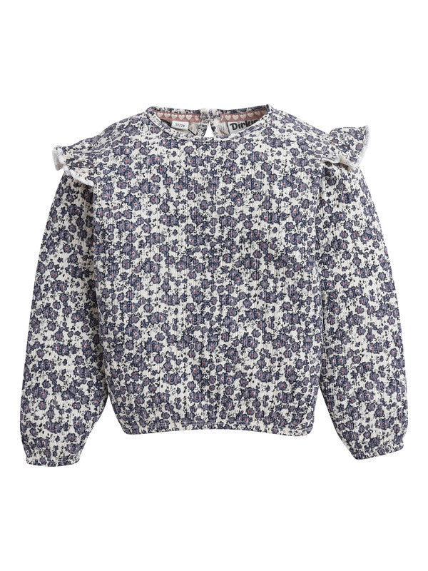 Dirkje Girls 2-Piece All-Over Floral Blouse and Flared Pant Set