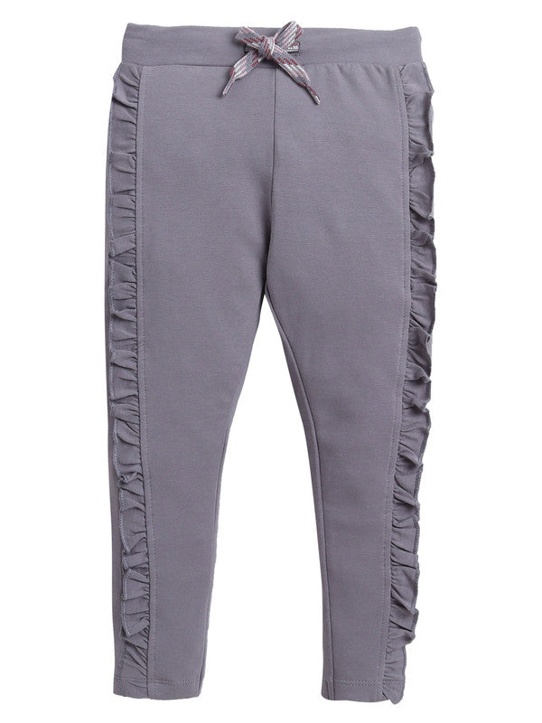 Girls Floral Chenille Fleece Tracksuit – Dusty Rose & Grey 2-Piece Set
