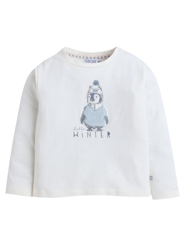 Dirkje Hello Winter Penguin Tee & Light Grey Joggers Set