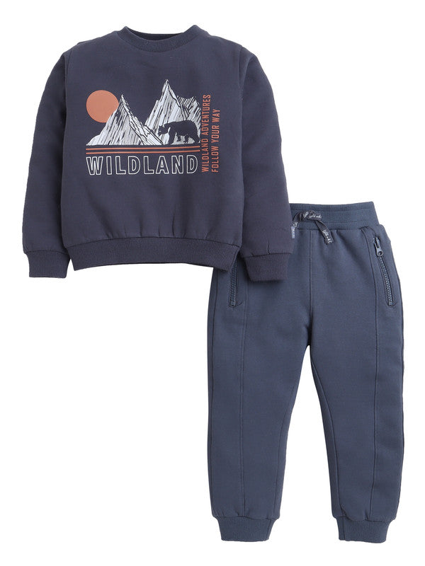 Boys Wildland Fleece Tracksuit – Grey 2-Piece Set