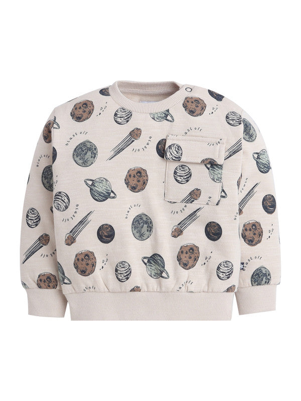 Boys Planet Cargo Fleece Tracksuit – Cream & Navy 2-Piece Set