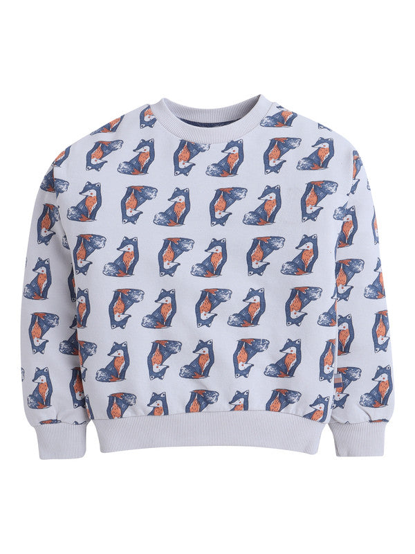 Boys Fox Adventure Fleece Tracksuit – Cream & Navy 2-Piece Set
