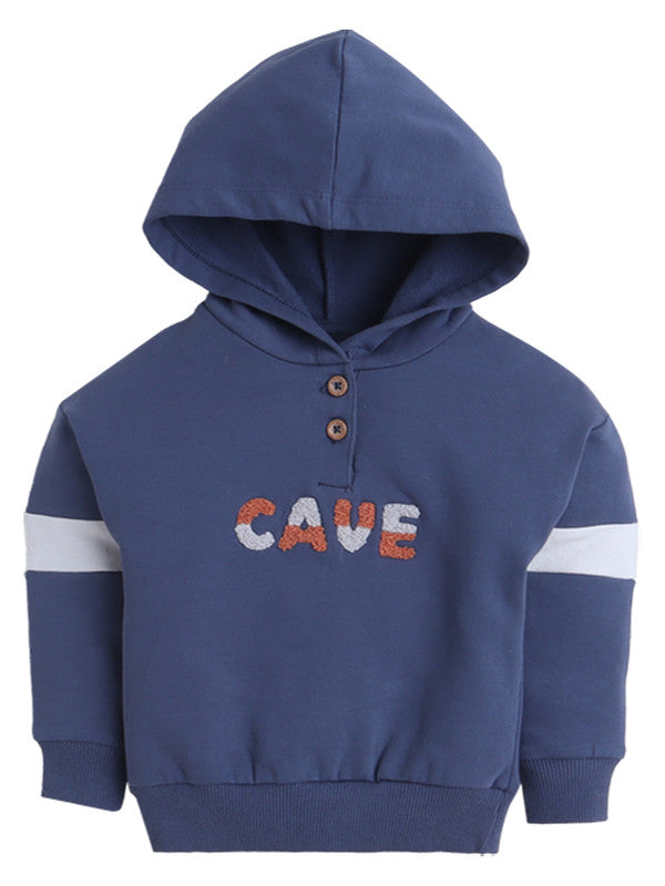 Boys “M.A.N. Cave” Fleece Hoodie & Joggers Set – Navy & Coral