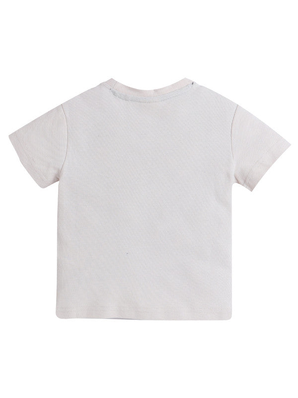 Junior Boys Beige ‘KEEP MOVING FORWARD’ Cotton T-shirt