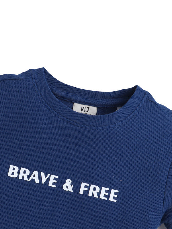 Boys Navy "Brave & Free" Cotton T-Shirt (2Y–9Y)