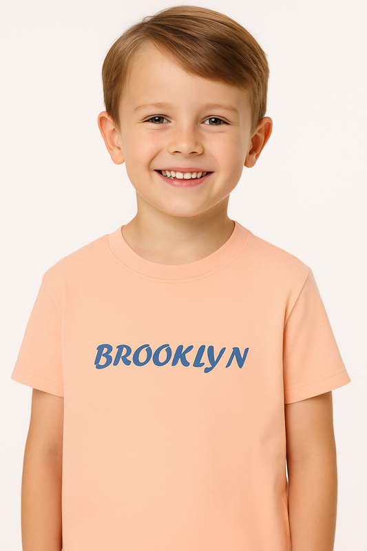 Junior Boys ‘BROOKLYN’ Graphic T-Shirt – Peach