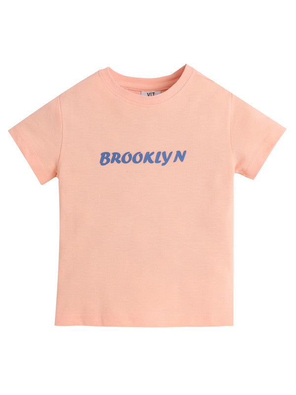 Junior Boys ‘BROOKLYN’ Graphic T-Shirt – Peach