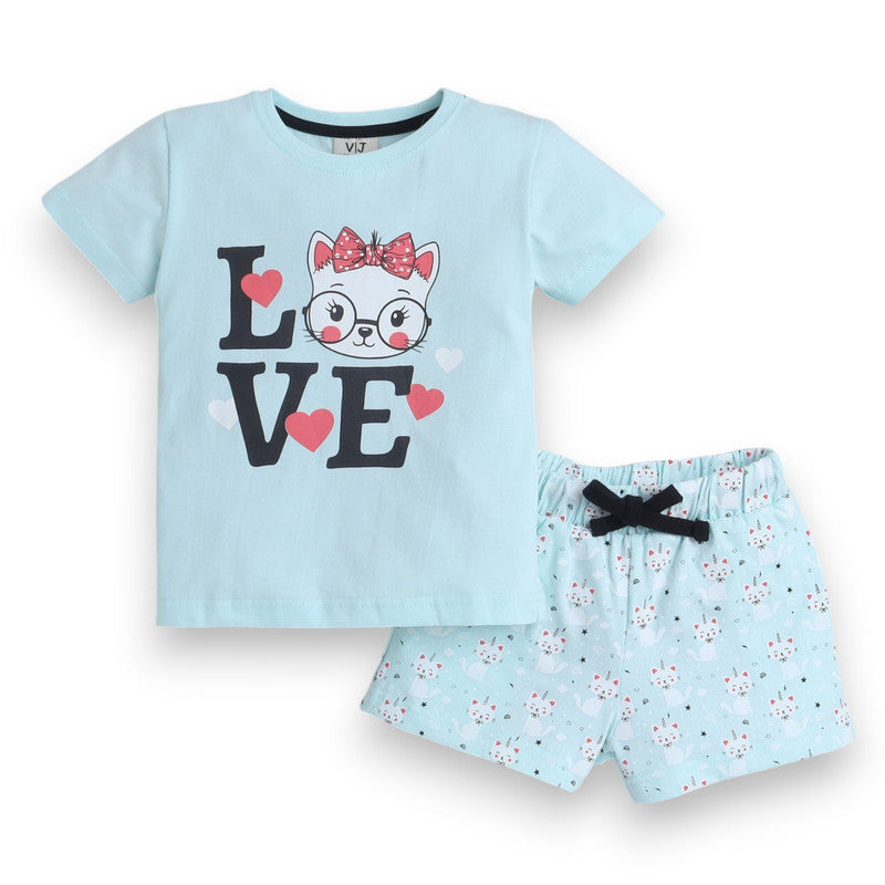 Victor and Jane - Printed T-shirt and Shorts Pyjama Set