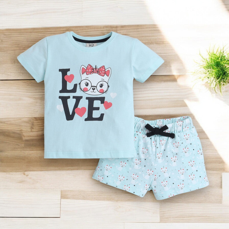 Victor and Jane - Printed T-shirt and Shorts Pyjama Set