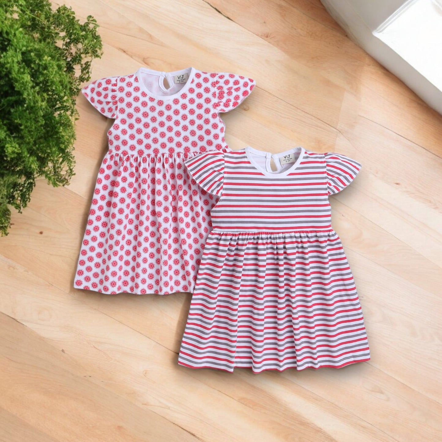 Victor and Jane - All-Over Printed Cap sleeve - Dress (Pack of 2)