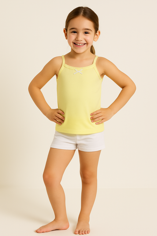 3-Pack Girls' Cotton Camisoles – Pastel Spaghetti Strap Essentials