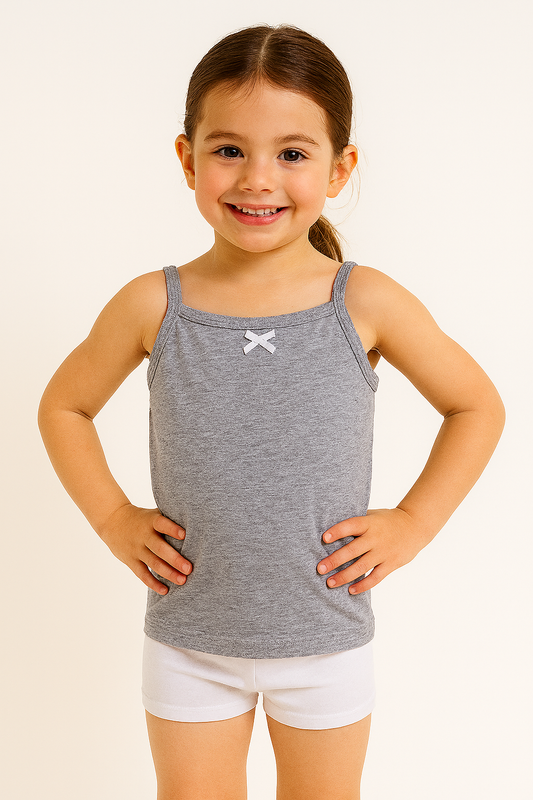 3-Pack Girls' Camisoles – Cotton Comfort in Black, White & Grey