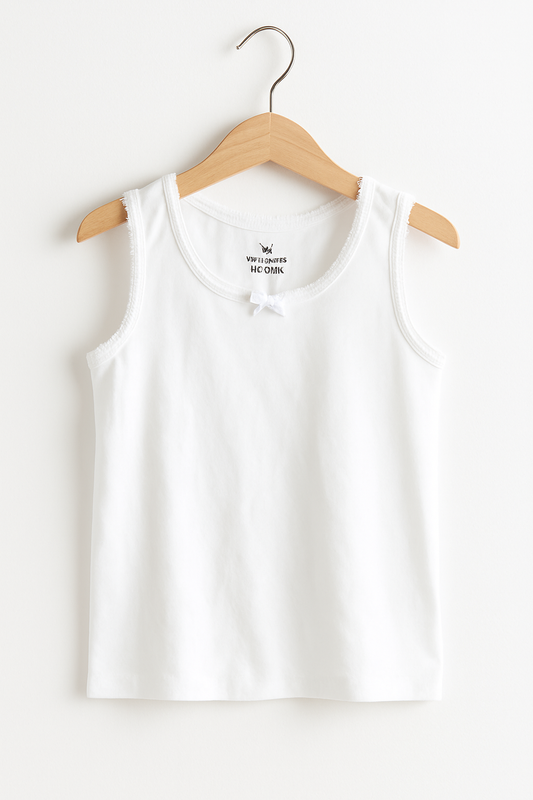 3-Pack Girls' Cotton Vests – Neutral Basics in Black, White & Grey