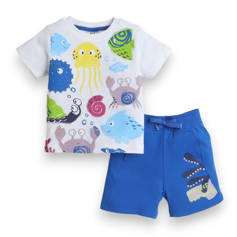 Victor and Jane Infant Boys' Cute Sea Advanture T-Shirt and Shorts Set