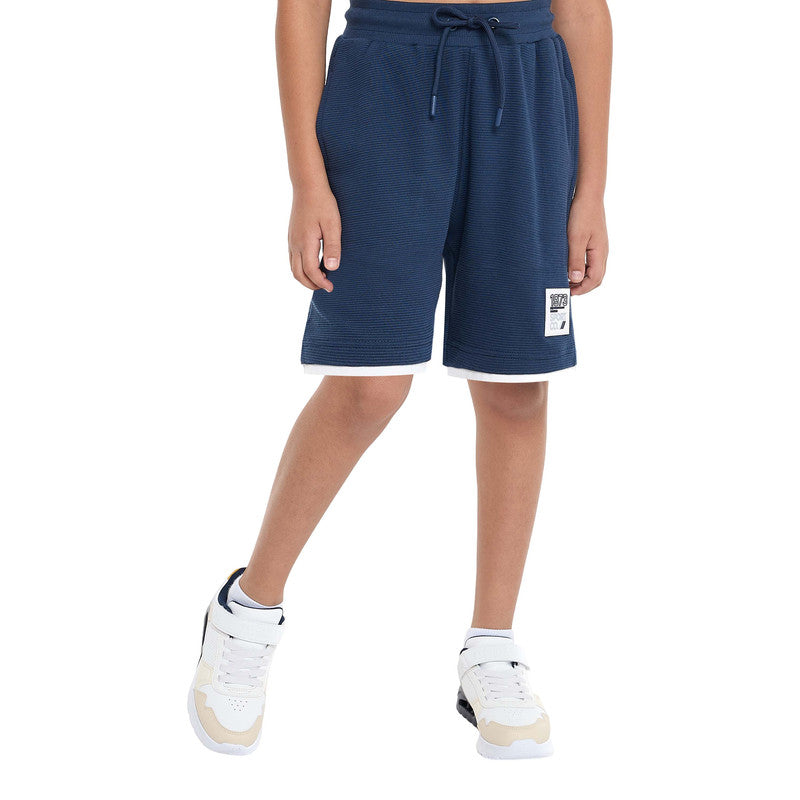 Victor and Jane Boys' Cord Set – Navy T-Shirt and Shorts Outfit with Label Detail