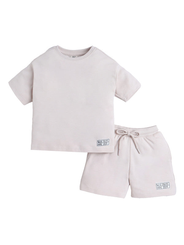 Boys Cotton Interlock Tee & Shorts Set – Sand