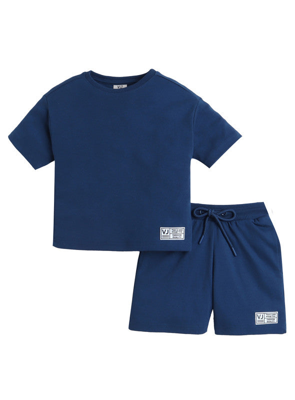 Boys Cotton Interlock Tee & Shorts Set – Navy