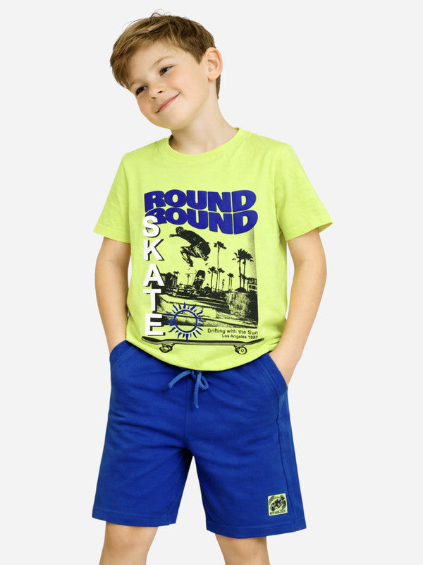 Boys Round Sound Graphic T-Shirt & Blue Shorts Set