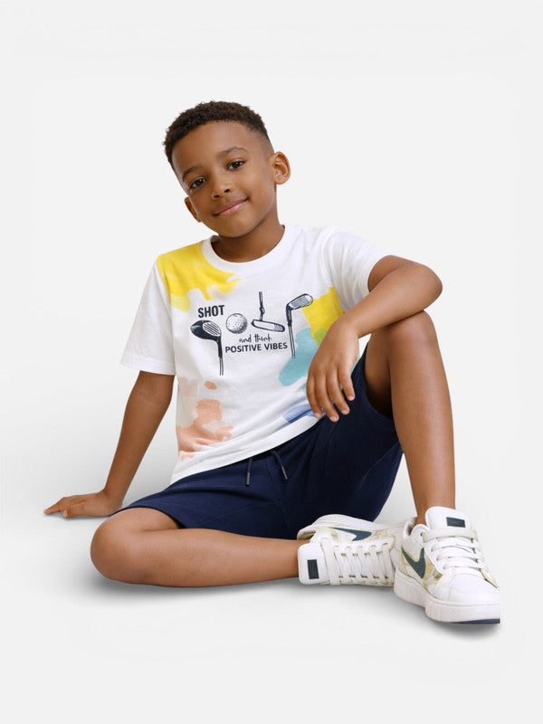 Boys Surf Festival Printed T-Shirt & Navy Shorts Set